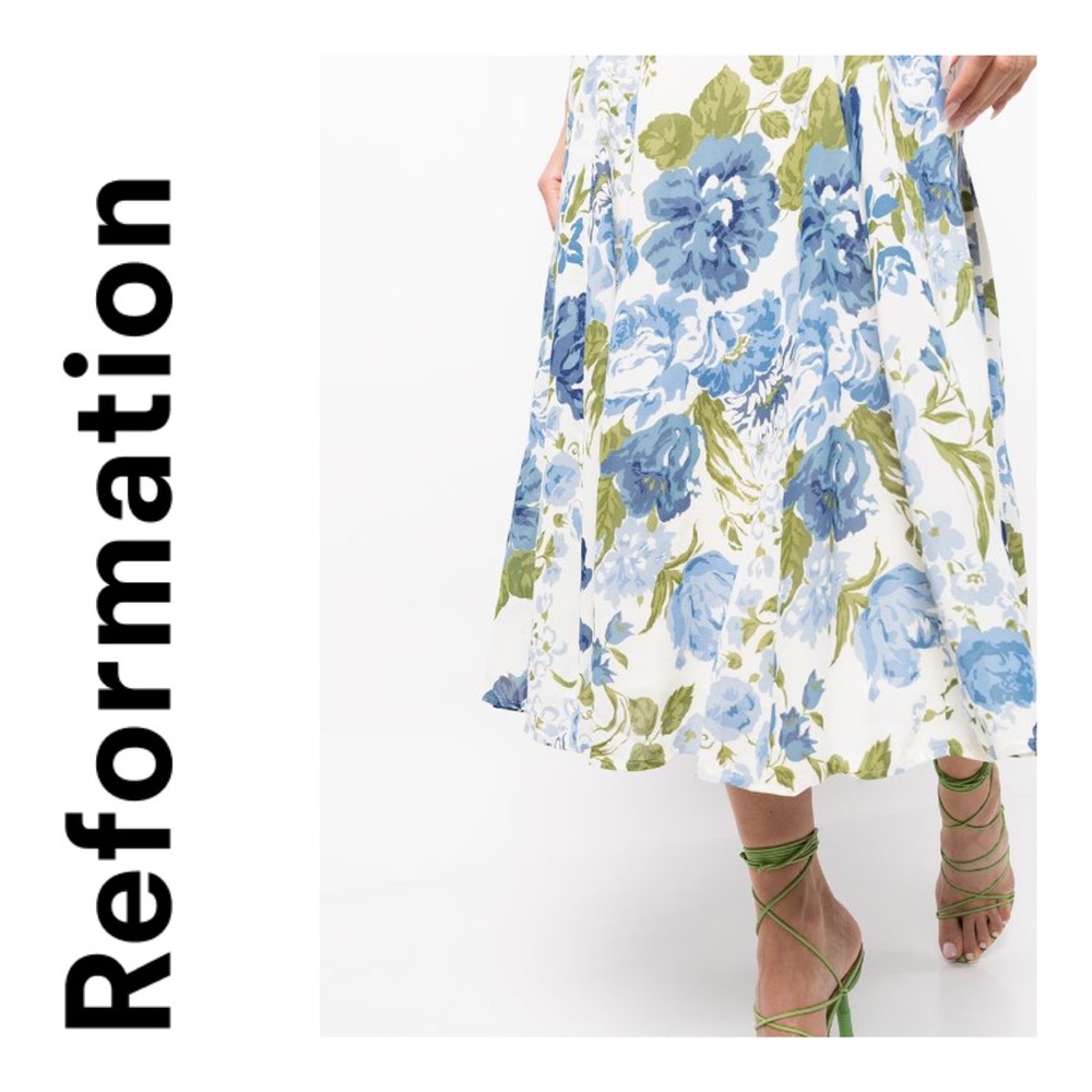 NWT REFORMATION Nadia floral-print midi dress Size 2P - Picture 4 of 12